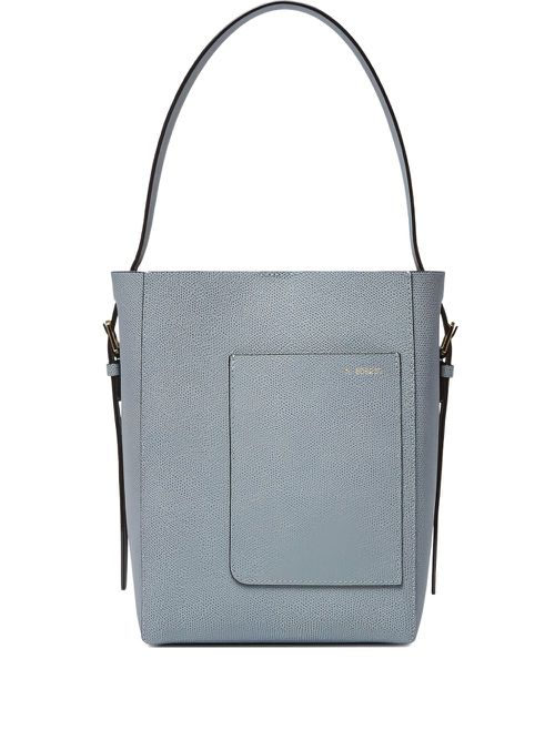 Medium leather bucket bag - Blue