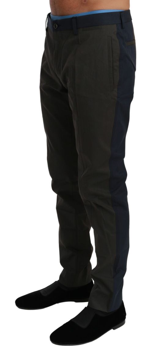 Cotton-Nylon Striped Trousers — Gray