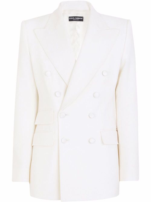 Peak-lapel double-breasted blazer - White