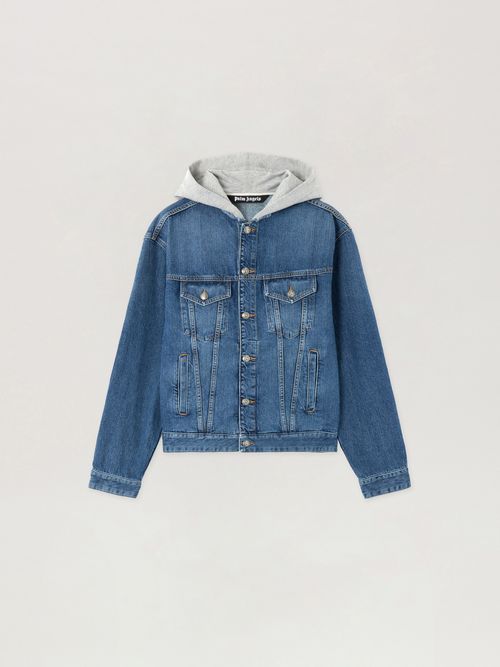 Curved Logo Denim Jacket Man  Medium Blue Melange Grey