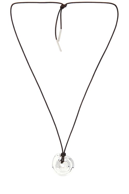 Loren Stewart Tumbled Shell On Cord in Sterling Silver & Leather - Brown. a