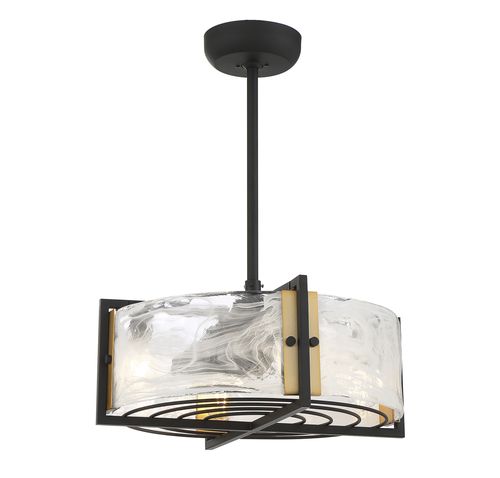 Savoy House 24-FD-1698-143 Hayward 4-Light Fandelier in Matte Black with Warm Brass Accents 23" W x 15"H