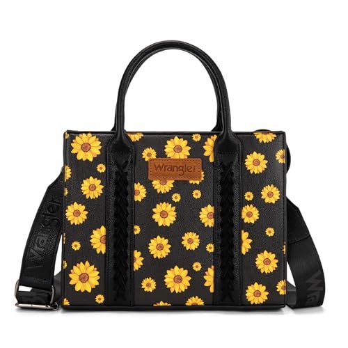 Wrangler Purse for Women Sunflower Medium Tote Bag Handbags Top-Handle WG70-8120D-1DBK
