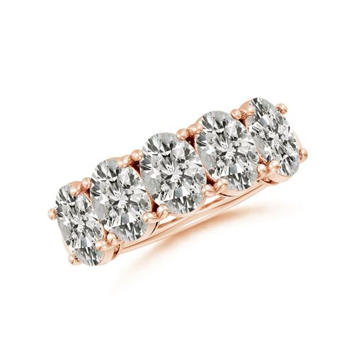 Angara 3.8 Carats Oval Diamond Five Stone Classic Anniversary Ring in 14K Rose Gold
