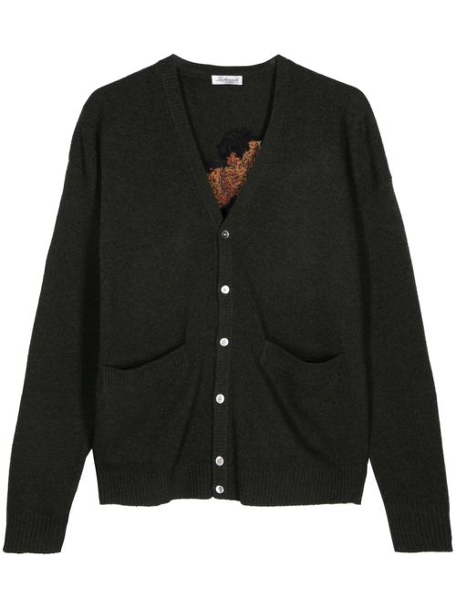 Intarsia-knit wool cardigan - Green