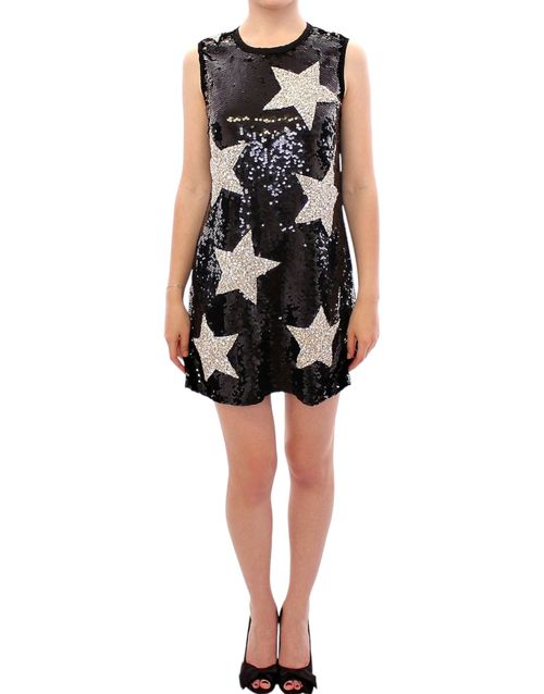 Crystal Swarovski Stars Sequined Dress — Black