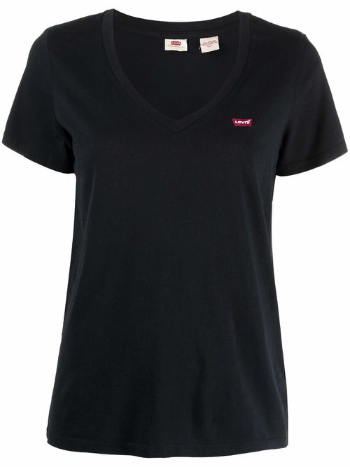 Perfect V-neck cotton T-shirt - Black