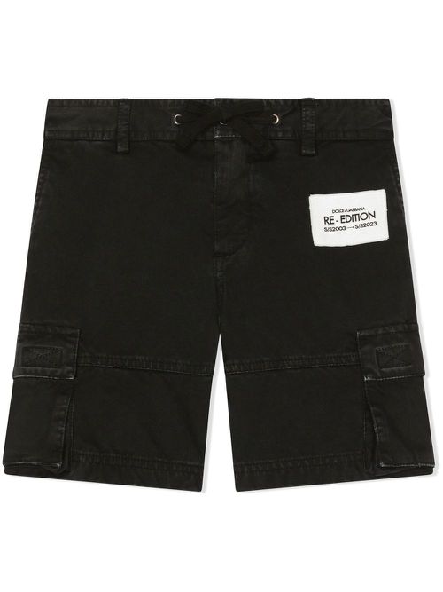 Garment-dyed cotton shorts - Black
