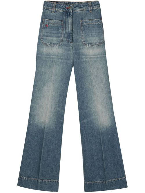 Logo-embroidered wide jeans - Blue