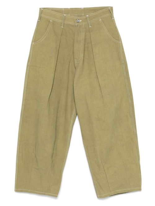 Green Wide Fit Cotton Pants