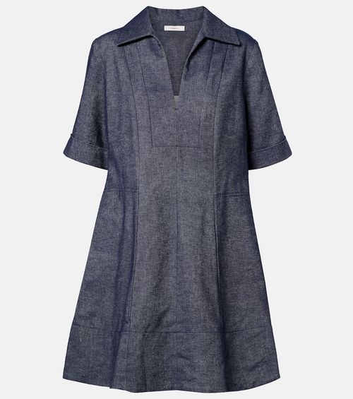 Cotton and linen chambray minidress