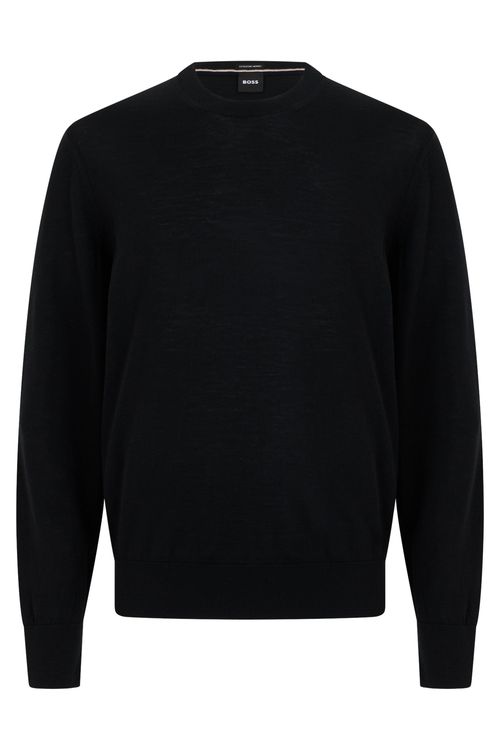 Virgin Wool Crew Neck Sweater — Black