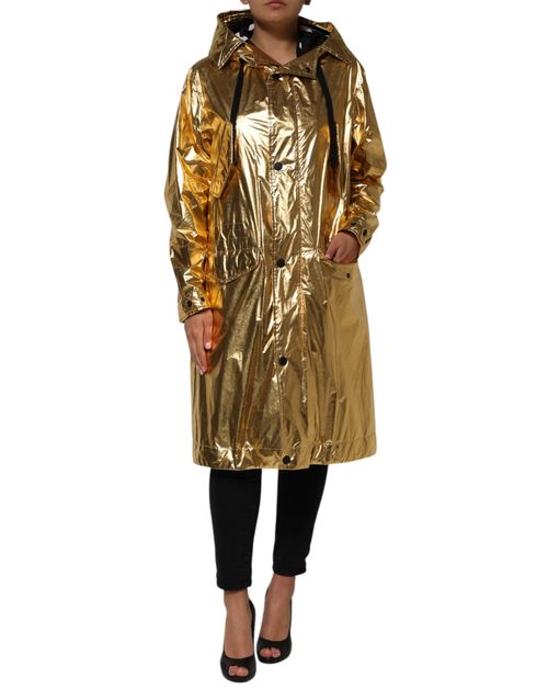 Laminated Techno Fabric Coat — Gold