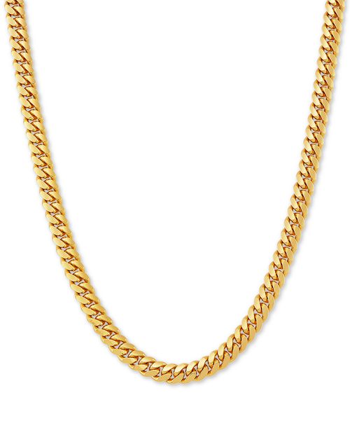 "Cuban Link 22"" Chain Necklace in 18k Gold-Plated Sterling Silver - Gold Over Silver"