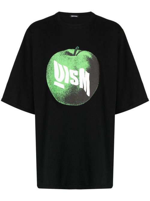 Apple-print cotton T-shirt - Black