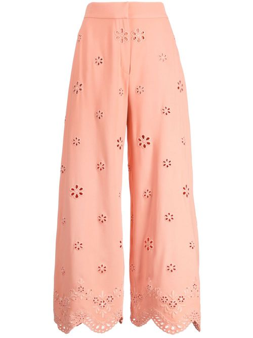 Broderie-anglaise cropped trousers - Orange