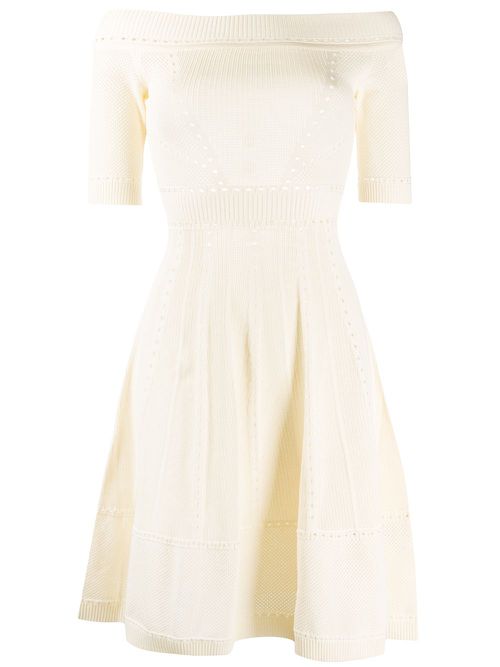 Open-knit flared dress - Neutrals