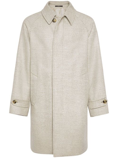 Single-breasted wool coat - Neutrals