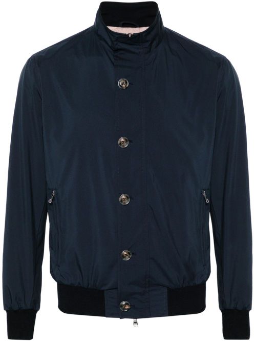 Mock-neck button-down bomber jacket - Blue