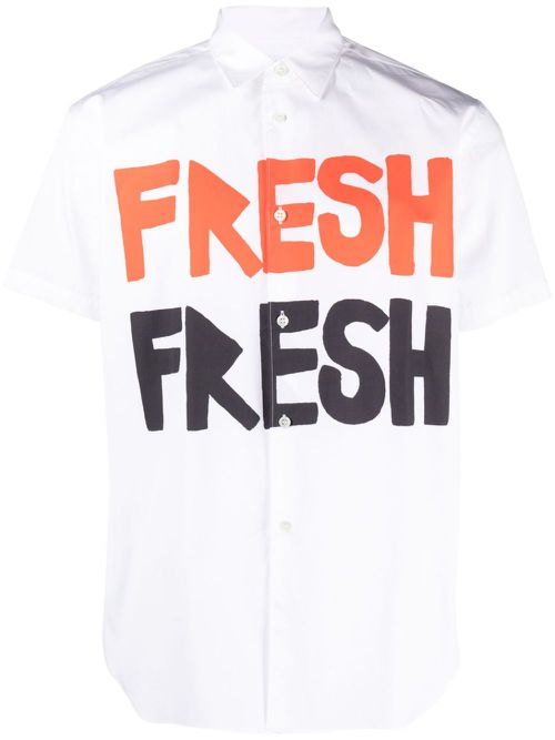 Graphic-print cotton shirt - White