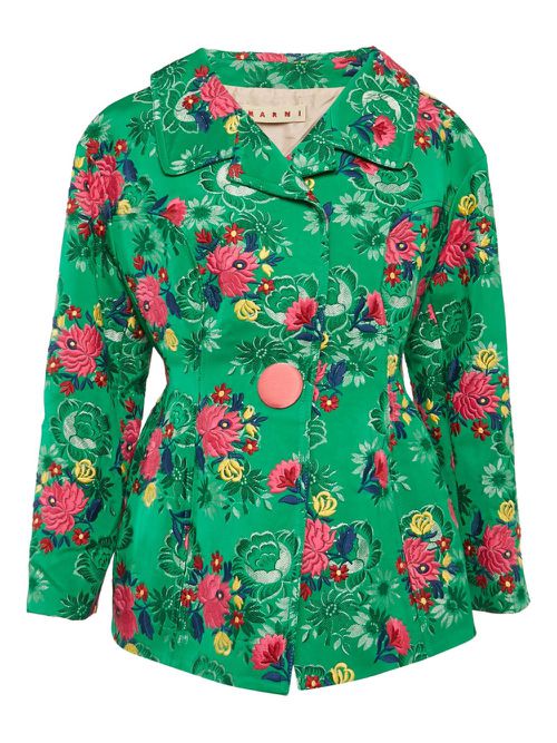 Floral-jacquard jacket - Green