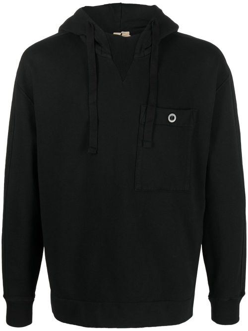 Patch-pocket detail hoodie - Black