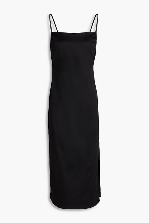 Bead-embellished satin-twill dress