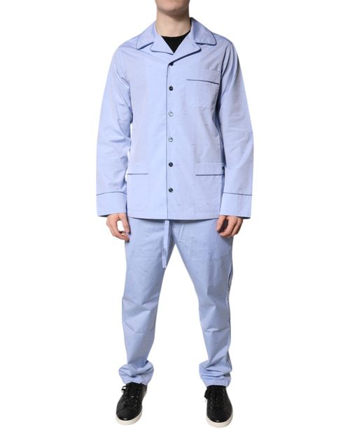 DG Embroidered Cotton Pajama Shirt — Blue