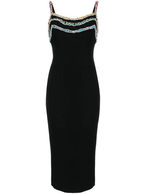 Crystal-embellished cady midi dress - Black