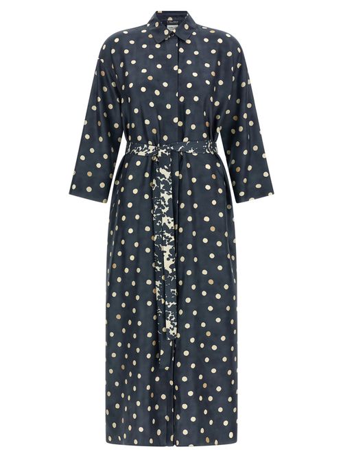 Blue Polka Dot Maxi Dress