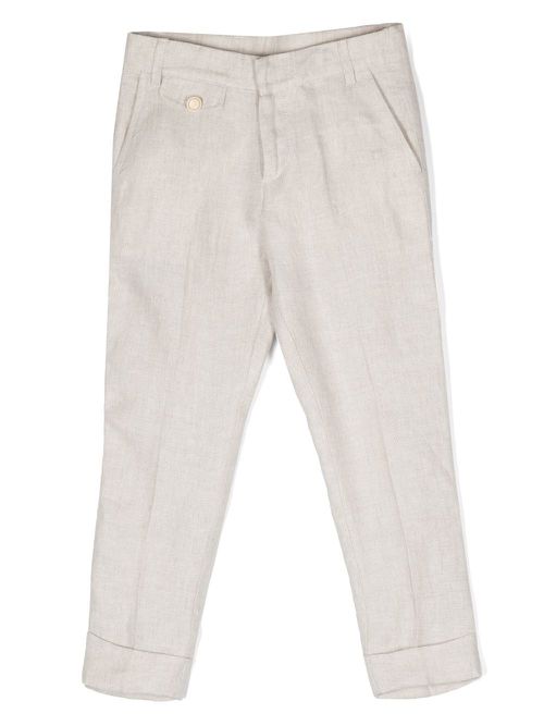 Slim-fit linen trousers - Neutrals
