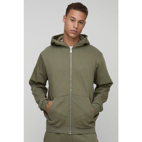 Mens Green Tall Basic Regular Zip Through Hoodie, Green
