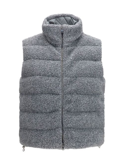 Shearling-Front Padded Vest — Gray