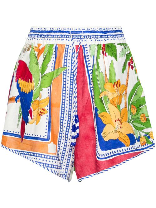 Floral-print shorts - White
