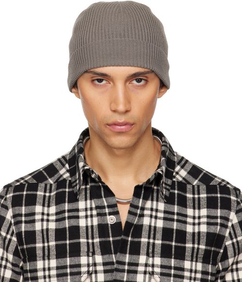 Gray Temple Ribbed Beanie