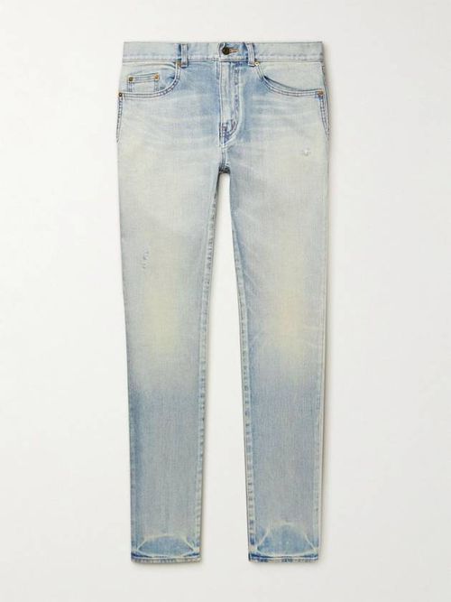 Faded-effect straight jeans - Blue
