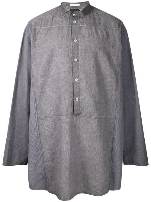 Band-collar cotton shirt - Grey