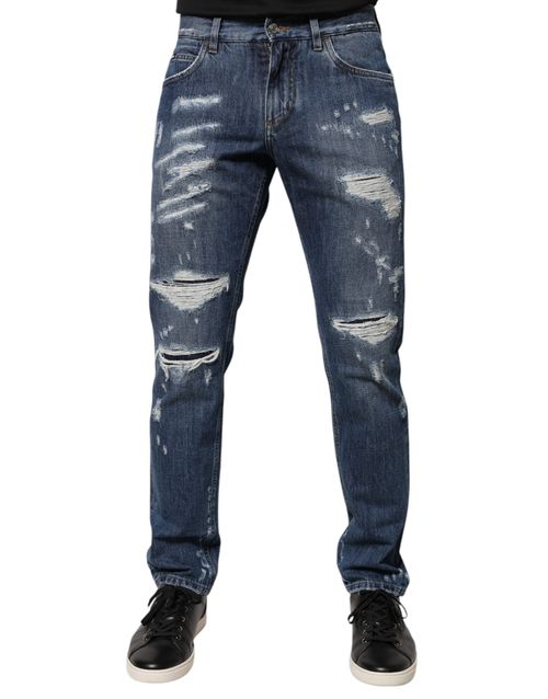 Distressed Skinny Denim Jeans — Blue