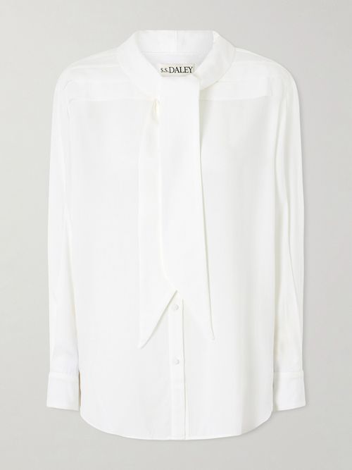S. S. Daley - Elspeth Pussy-bow Silk Shirt - Ecru