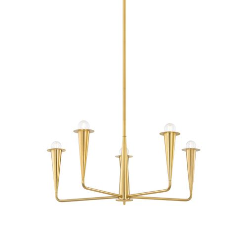 Aged Brass Five Light Chandelier from the Danna Collection