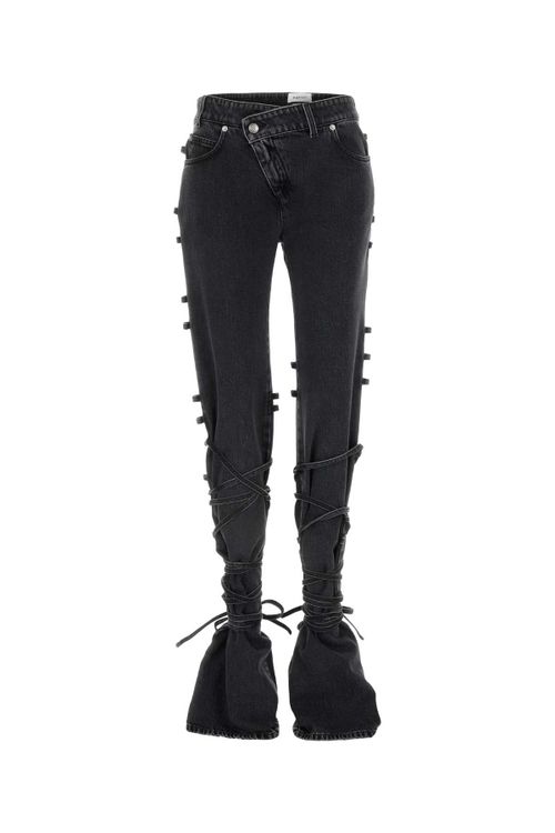 Lace-Up Leg Jeans — Black