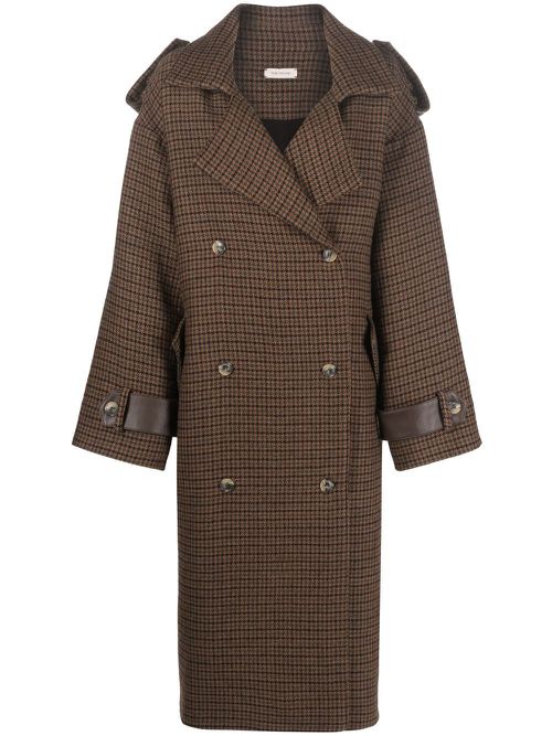 Double-breasted button-fastening coat - Brown