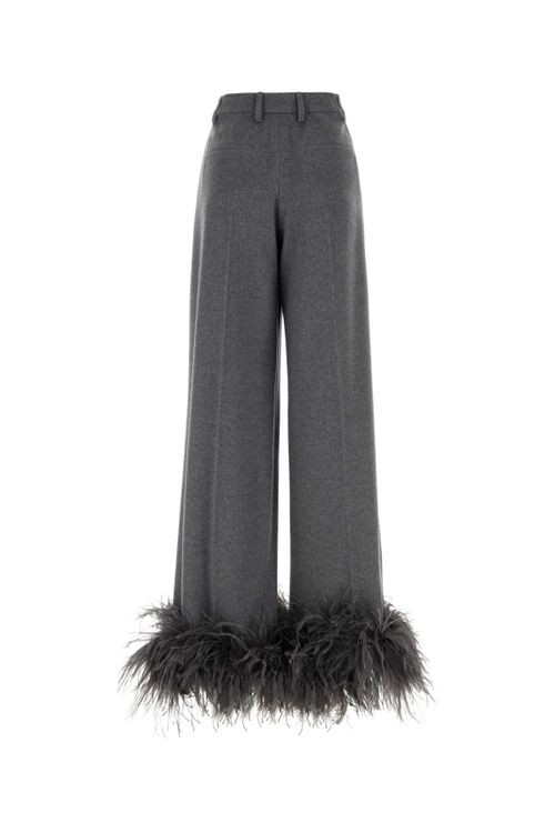 Grey Cashmere Wide-leg Pant