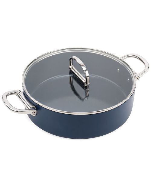 Space Ceramic Non-Stick 5Qt Shallow Casserole With Folding  Handles & Lid