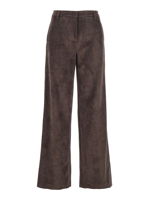 Ribbed Velvet Trousers — Brown