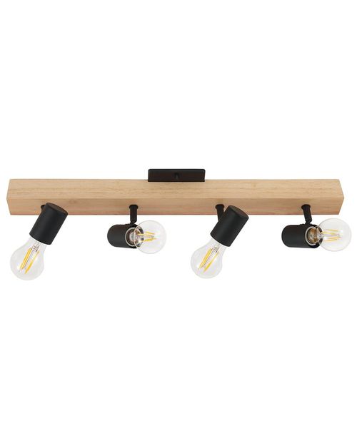 EGLO Kingswood 4 Light Open Bulb Track Light with Natural Wood & Black Finish