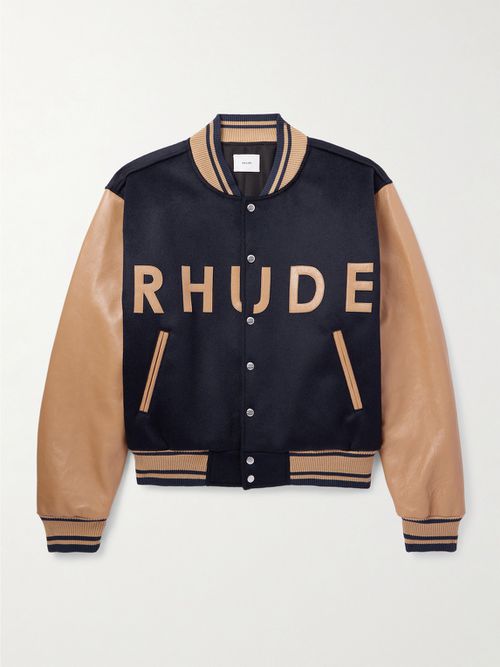 Men - Logo-Appliquéd Wool-Felt and Leather Varsity Jacket