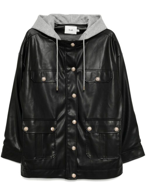 Gold-tone buttons hood jacket - Black