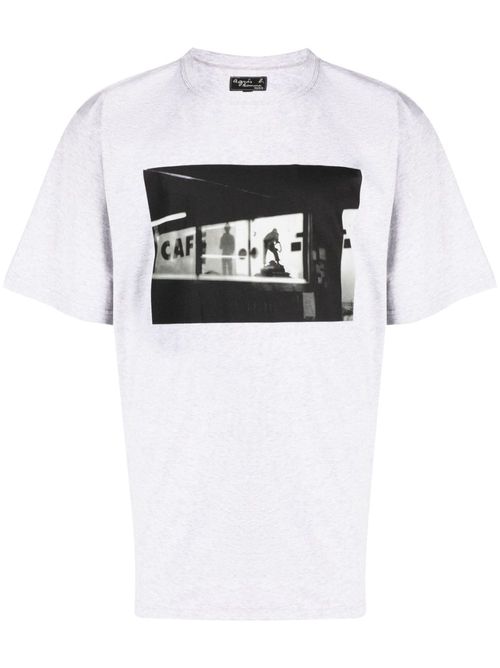 Photograph-print crew-neck T-shirt - Grey