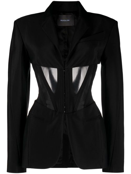 Iconic single-breasted corseted blazer - Black